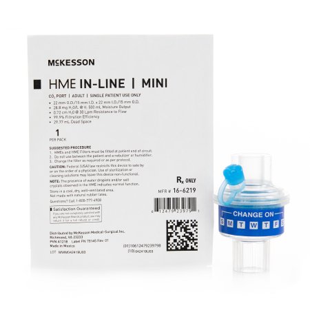 McKesson Mini In-Line Heat & Moisture Exchanger, CO2 Port