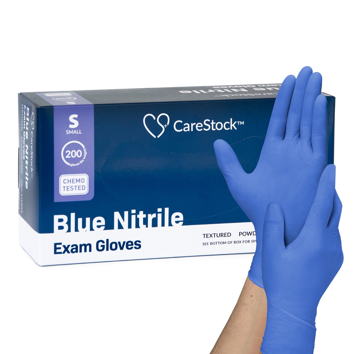 CareStock Blue Nitrile Exam Gloves, Various Sizes