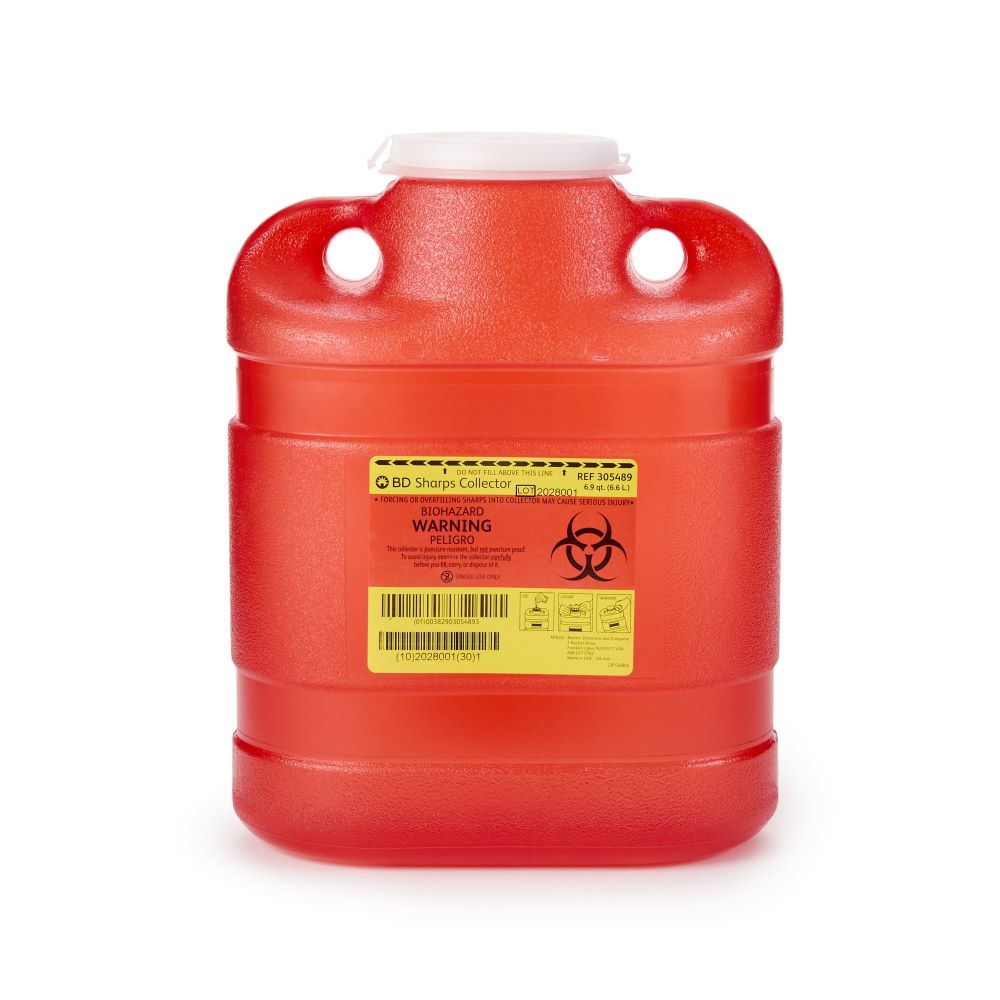 6.9 Quart Red BD Sharps Container with Regular Funnel Entry 305489