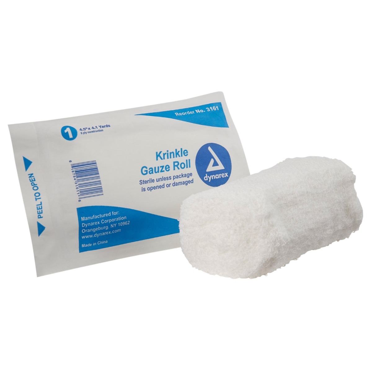 Dynarex 3161 Krinkle Gauze Roll 4inx4yds 6 Ply Sterile