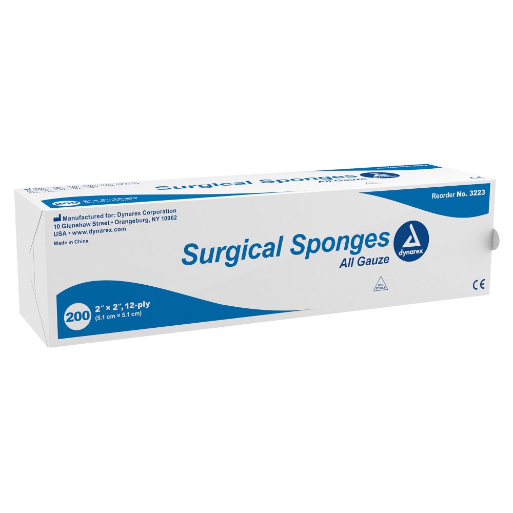 Dynarex 3343 Surgical Gauze Sponges 4x4 Inch 12 Ply Sterile