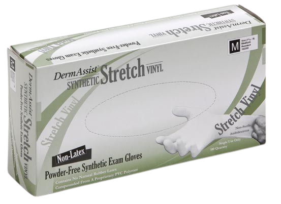 DermAssist Stretch Smooth Vinyl Exam Gloves - Powder Free X-Large - 162100