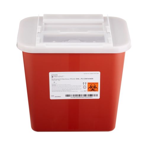 2 Gallon Red Medi-Pak Sharps Disposal Container with Horizontal Entry Lid 101-8704