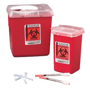 1 Quart Red Sharpsafety Sharps Container for Phlebotomy - Covidien 8900SA