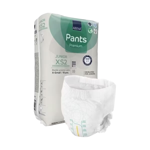 Abena junior pants xs2 next to packaging