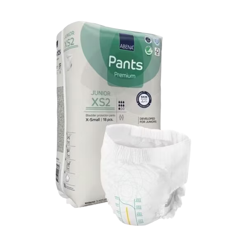 Abena junior pants xs2 next to packaging