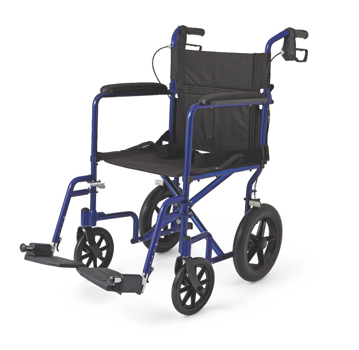 Medline Aluminum Transport Chair with 12 Inch Wheels
