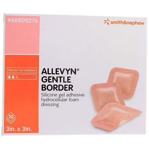 Smith & Nephew Allevyn Gentle Border 66800276 | 3 x 3 Inch, Pad Size 2 x 2 Inch