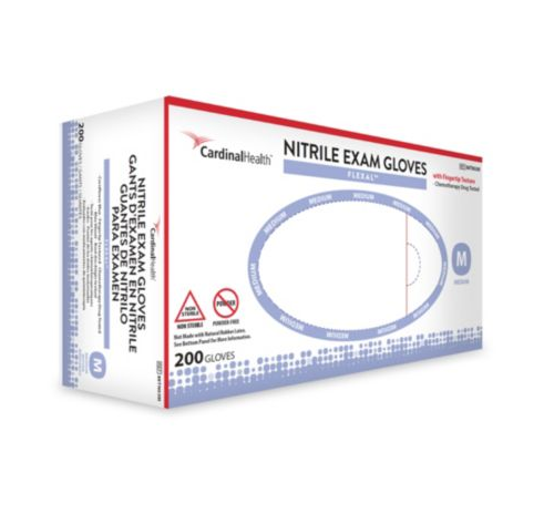 Cardinal Health Flexal Nitrile Exam Gloves, Powder Free, Non Sterile - XS, S, M, L, XL, 2XL