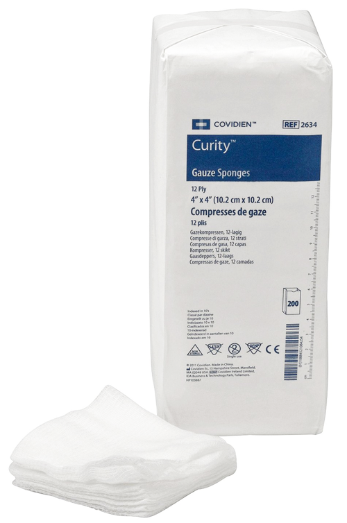 Covidien Curity 4 x 4 Inch Gauze Sponge 12 Ply - 2634