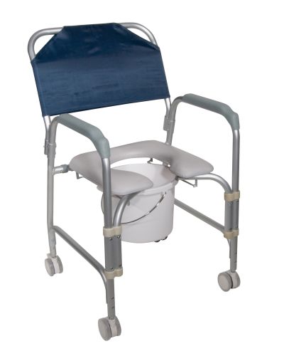 Portable Lightweight Shower Chair Commode with Casters by Drive