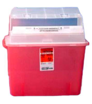 3 Gallon Transparent Red GatorGuard Sharps Container with Counterbalanced Door 31314886