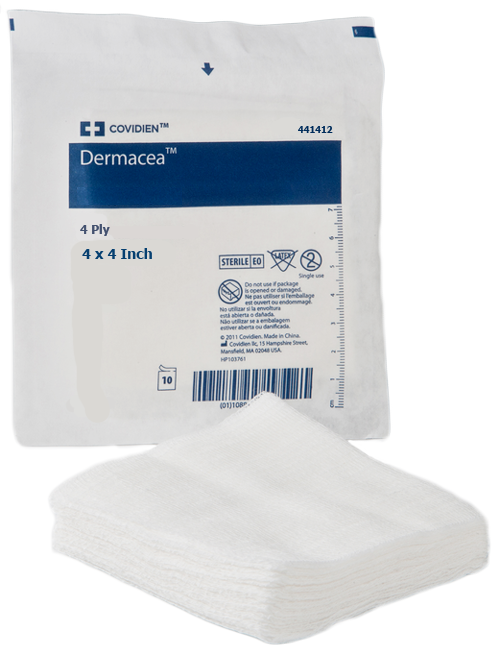 Dermacea 441412 Non-Woven Sponges 4x4 Inch 4 Ply - Sterile