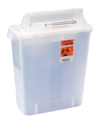 12 Quart Transparent SharpStar Sharps Container with Counterbalance Lid 8537SA