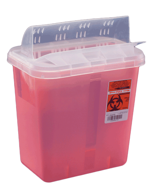 2 Gallon Red Multi-Purpose Sharps Container with Horizontal Drop Opening Lid 89651