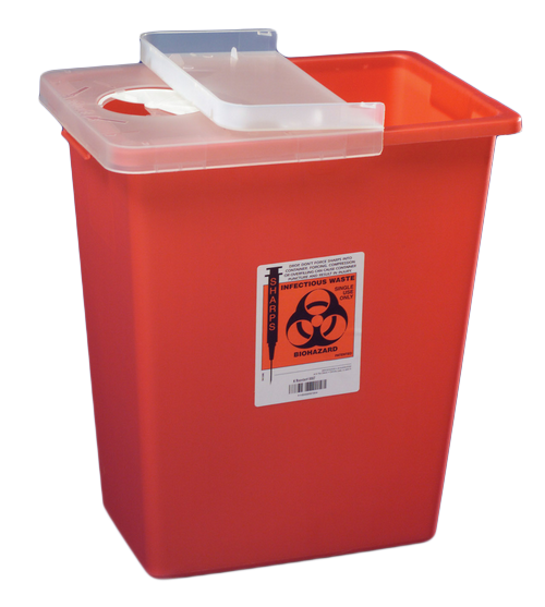 18 Gallon Red SharpSafety Sharps Container with Hinged Lid 8991