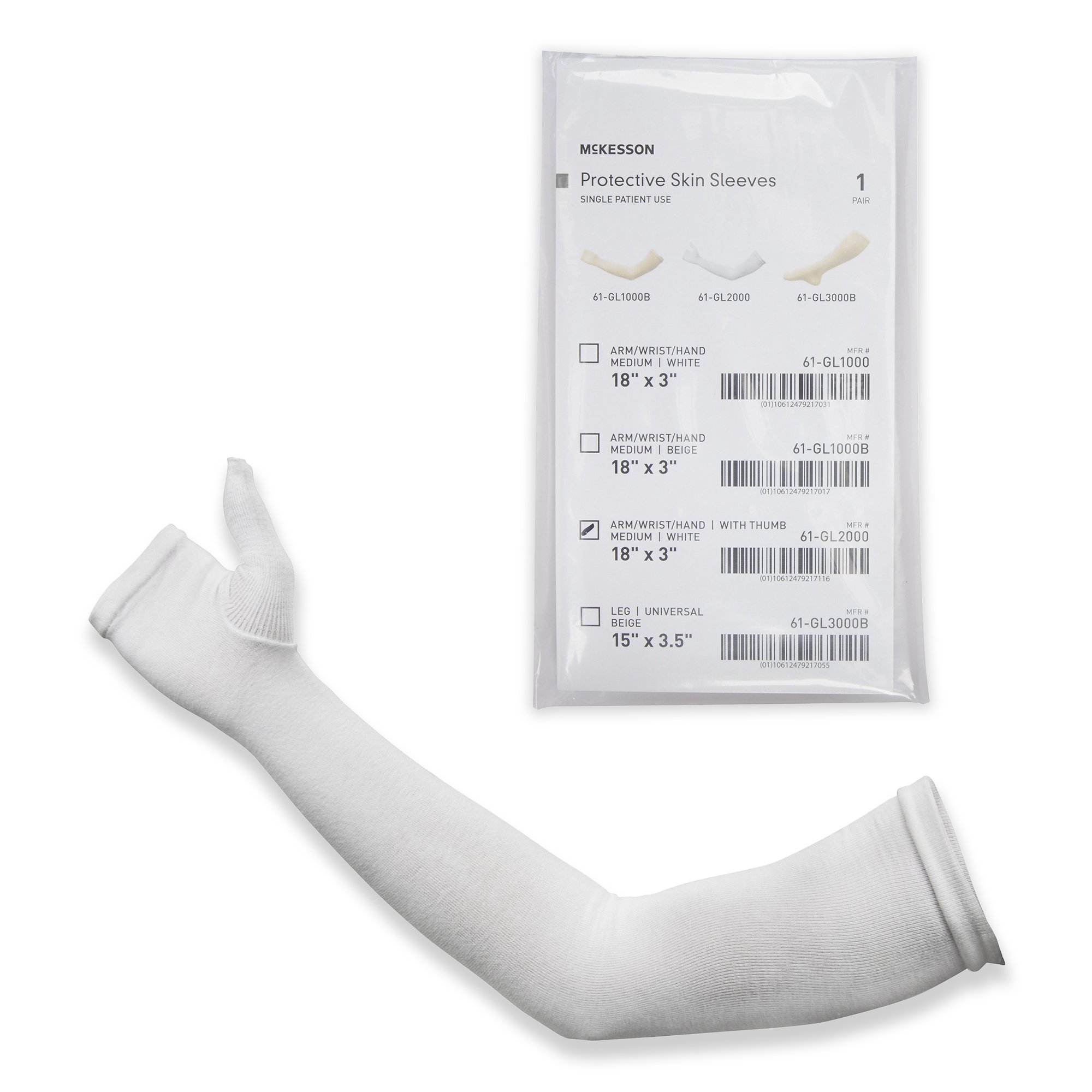McKesson Arm Sleeve with Thumb, Medium, White