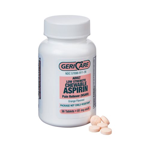 McKesson Brand Chewable Aspirin 81mg Tablets - 36 Count Bottle
