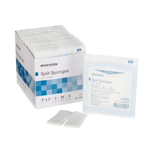 McKesson 16-4226 Split Sponges 2x2 Inch 6 Ply Sterile