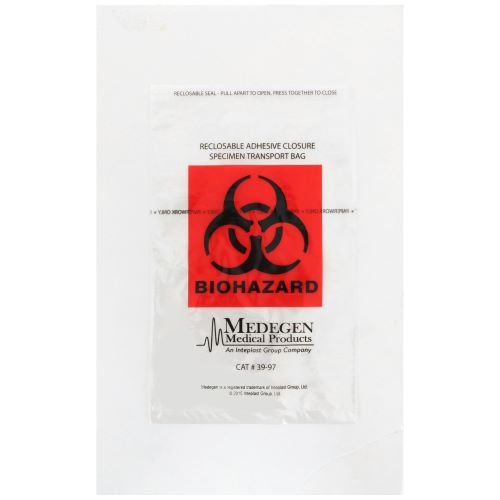 McKesson Biohazard Specimen Transport Bag with Zip Closure, 6x9 Inch, 2 mil