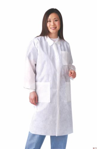 Knit Cuff Traditional Collar Multi-Layer Lab Coat