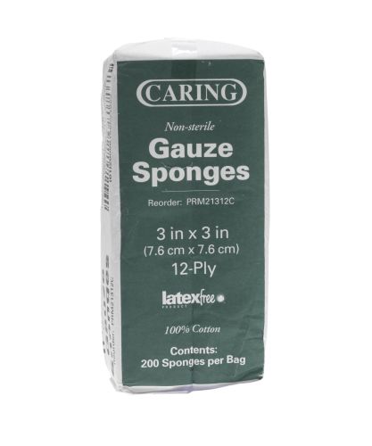 Caring PRM21312C  Gauze Sponge 3x3 Inch 12 Ply