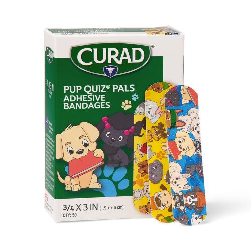 CURAD Pup Quiz Pals Adhesive Bandages, Latex Free