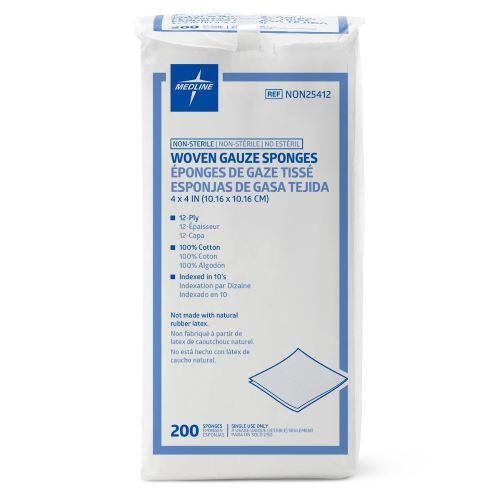 Medline NON25412 Gauze Sponges 4x4 Inch 12 Ply