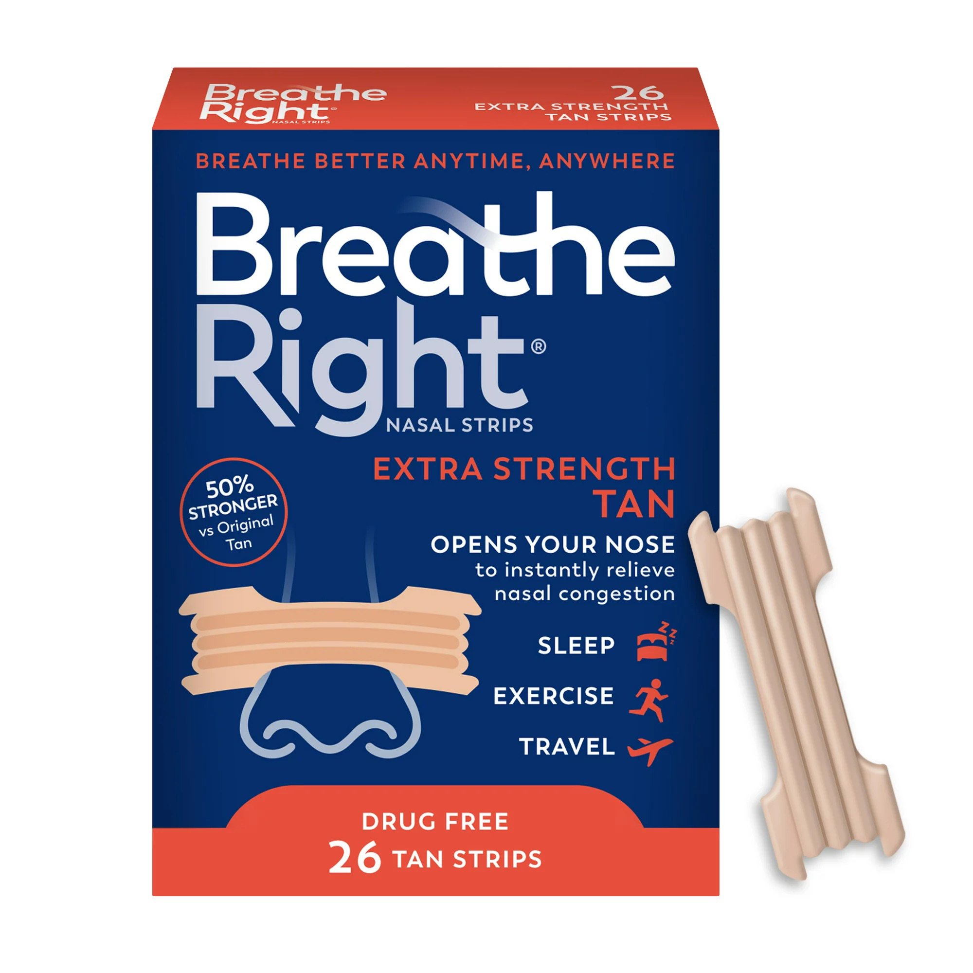 Breathe Right Extra Strength Nasal Strips - Tan