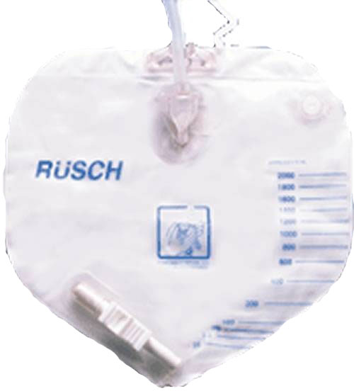 Teleflex Medical Rusch Urinary Drain Bag (2000 mL) - Anti-Reflux Valve & Hook Hanger