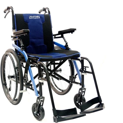 Blue foldable lightweight wheelchair