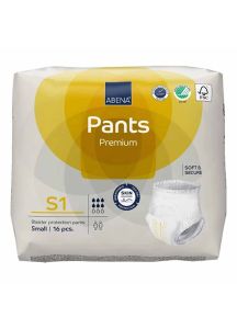 Abena premium pull-up pants next to packaging