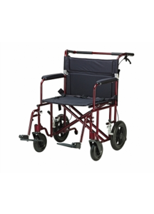 Bariatric Transport Chair 22&quot; Aluminum with 12&quot; Rear &quot;Flat Free&quot; Wheels