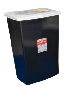 18 Gallon Black SharpSafety Waste Container with Hinged Lid 8617RC