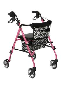 Medline Pink Zebra Rollator Walker: Pink, Lightweight, and Durable Carex Walker