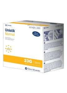 Safety Lancet Unistik 2 23 Gauge Retractable Push Button Activation Finger (AT 0704)