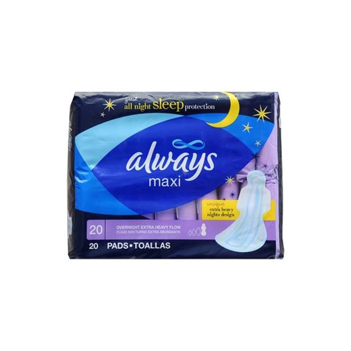 Always Maxi Overnight Pads with Wings, Extra Heavy Overnight