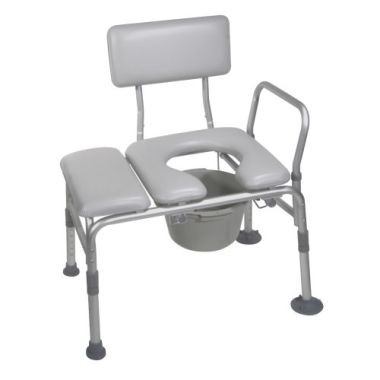 Bath Shower Transfer Bench with Padded Seat and Commode Opening