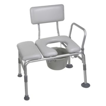 Bath Shower Transfer Bench with Padded Seat and Commode Opening