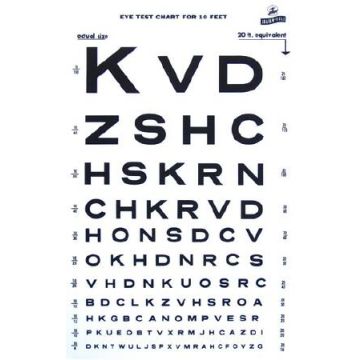 Distance Vision Eye Chart 9 X 14 Inch - 1264