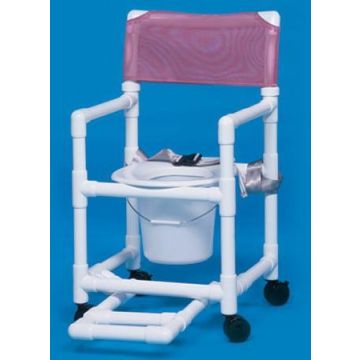Standard Line Shower Chair / Commode With Footrest, Seatbelt and Pail 17 Inch - VL SC17 P FRSB WHITE