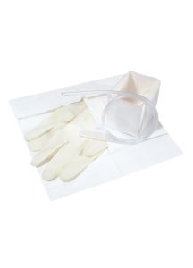 Cath-N-Glove Economy Catheter Kit (4897T) with two vinyl gloves, catheter, and pop-up basin