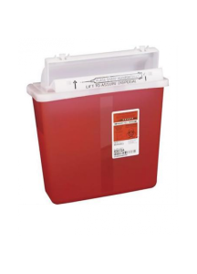 5 Quart SharpSafety Safety In Room Sharps Container with Counterbalance Lid - Red or Clear