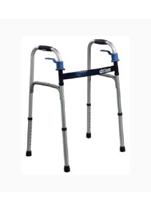 Deluxe Trigger Release Folding Adult Walker with 5" heels, Flame Blue Crossbrace 32 to 39 Inch - 10226-4
