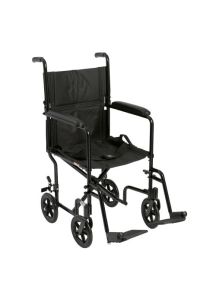 Lightweight Transport Chair, 17" Seat, Black/Red/Silver