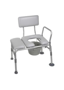 Bath Shower Transfer Bench with Padded Seat and Commode Opening
