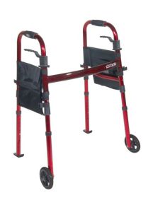 Portable Compact Folding Travel Walker with 5&quot; Wheels and Fold up Legs by Drive