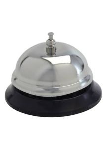 Polished Steel Push Button Call Bell with Black Vinyl Base