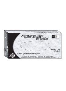 NitriDerm Ultra White Textured Nitrile Exam Gloves - Powder Free Large - 167100