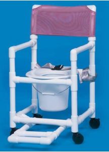 Standard Line Shower Chair / Commode With Footrest, Seatbelt and Pail 17 Inch - VL SC17 P FRSB WHITE